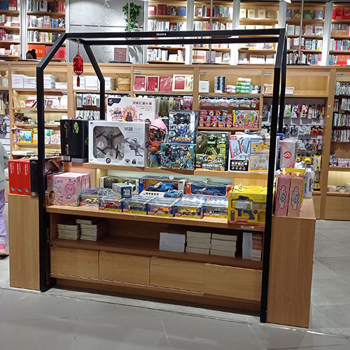 黑框门式钢木玩具中岛货架
